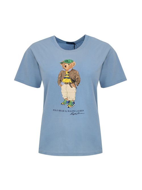 T-shirt in cotone blue con stampa Polo Bear POLO RALPH LAUREN | 211971730001